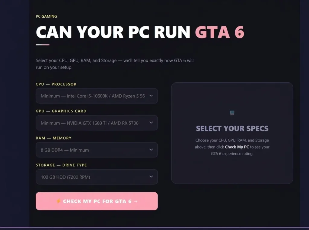 AboutGTA PC Checker Tool